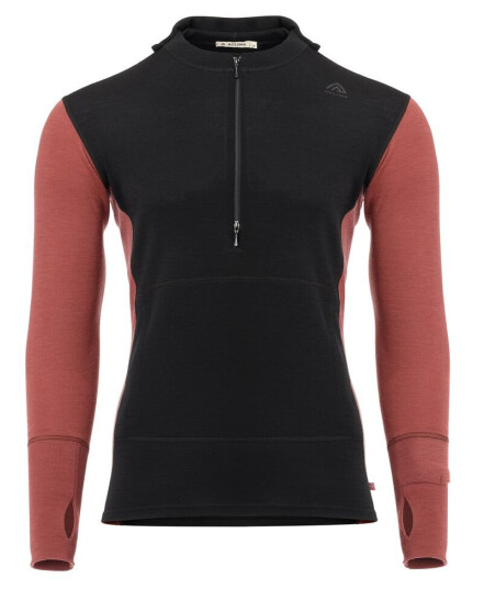 Aclima Warmwool Hoodsweater W/zip M's Jet Black / Spiced Apple M