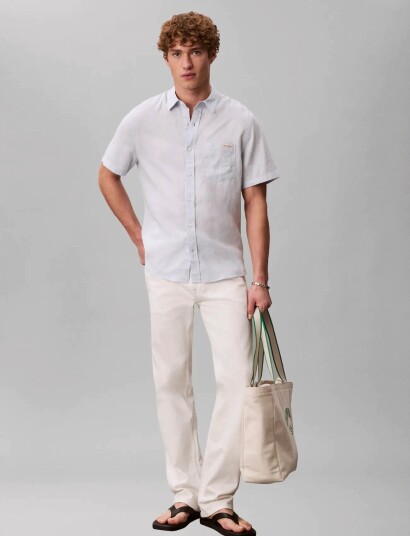 Calvin Klein Jeans Ss Solid Causal Linen Classic Sh Blue XS