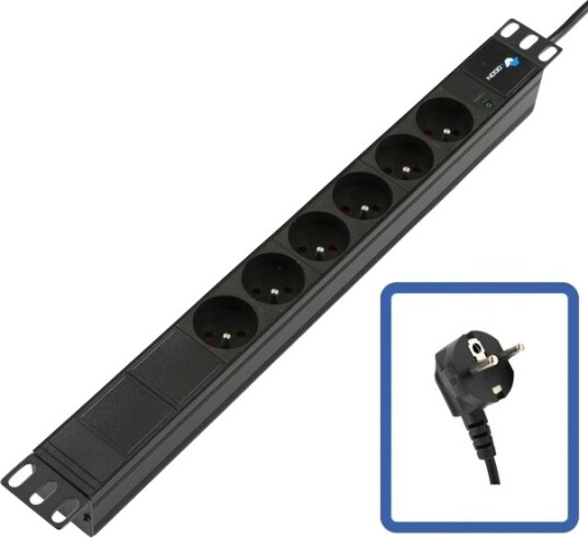 Lanview Power Strip 19 6 Ways 1U With Led Power Svart Svart 4000 W 510 Mm 97 Mm 58 Mm