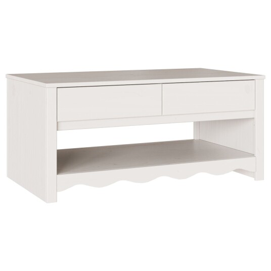 Kaffebord "DRAMMEN" Hvitt 99x55x45 cm Solid Tre Furu Kaffebord "DRAMMEN" Hvitt 99x55x45 cm Solid Tre Furu
