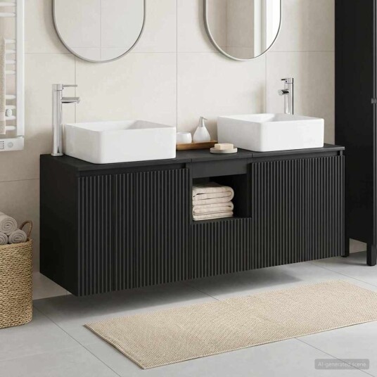 vidaXL Baderomsskapsett 3 stk. Svart 49,5 x 41 x 63 cm Konstruert tre vidaXL Baderomsskapsett 3 stk. Svart 49,5 x 41 x 63 cm Konstruert tre