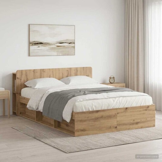  Sengeramme med oppbevaring Artisan eik 135 x 190 cm