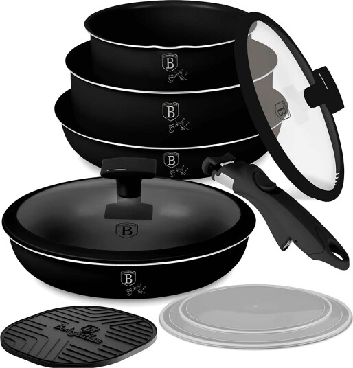 Berlingerhaus 9 Pcs Cookware Set Matte Black Collection Black Ø20X4.5CM|Ø24X4.8CM|Ø16X7.5CM|Ø20X8.4CM|Ø24CM Berlingerhaus 9 Pcs Cookware Set Matte Black Collection Black Ø20X4.5CM|Ø24X4.8CM|Ø16X7.5CM|Ø20X8.4CM|Ø24CM