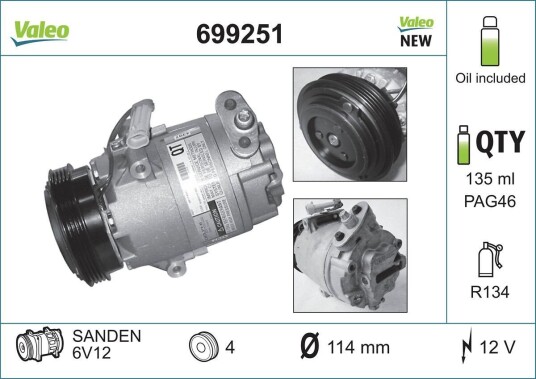 AC kompressor VALEO 699251 AC kompressor VALEO 699251