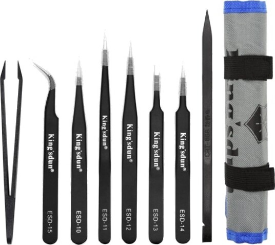 Kingsdun Tip Set 8 Parts Esd Tweezers Black Kingsdun Tip Set 8 Parts Esd Tweezers Black