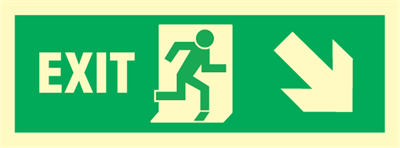 Jo Safety Exit right, arrow right/down Photoluminescent Self Adhesive Vinyl PV MS 150 x 400 mm IMO 100010PVMS Jo Safety Exit right, arrow right/down Photoluminescent Self Adhesive Vinyl PV MS 150 x 400 mm IMO 100010PVMS