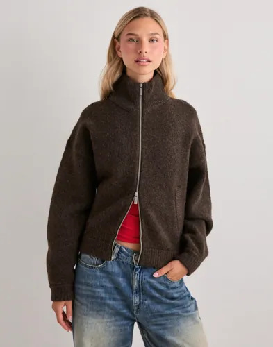 Nelly Brun Knit Bomber Jacket
