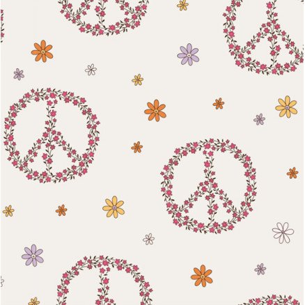 Balsløw Bomullsjersey Print Stoff 150cm 051 Fredstegn 50cm