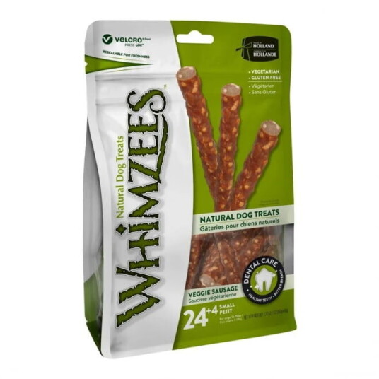 Whimzees Grønnsakspølse Tyggebein Liten 28 pk Whimzees Grønnsakspølse Tyggebein Liten 28 pk