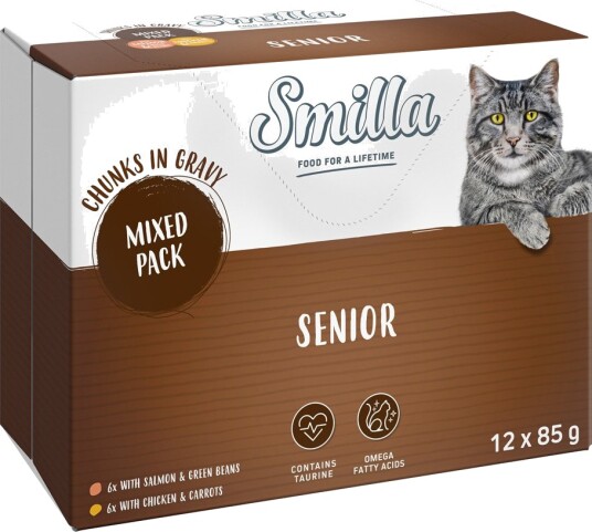 Smilla Våtfôr Senior Fresh Pouch Biter I Saus Med Grønnsaker Blandingspakke 24 X 85 G