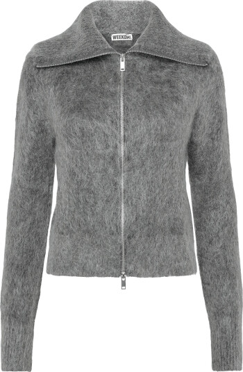 Weekday Mohair Blend Zip Cardigan - Grey - XS