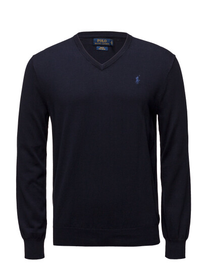 Polo Ralph Lauren Slim Fit Cotton V-Neck Sweater - Navy - L