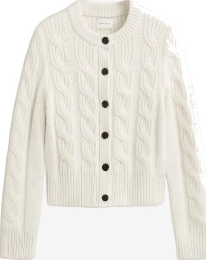 Gant Wool Blend Cable Knit Cardigan CREAM XXL
