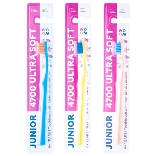 Barnetannbørste Woom Junior 4700 Ultra Soft GUL