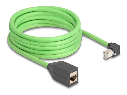 Delock Forlengelseskabel For Patch Rj 45 Hann Nedvinklet Til Rj 45 Hunn Rett 5 M 6.8 Mm Sf/Utp Cat 6A Grønn 80888