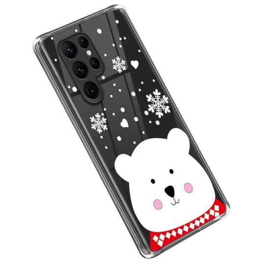 INCOVER Samsung Galaxy S22 Ultra TPU Plast Jul Deksel - Merry Christmas - Lubben Isbjørn
