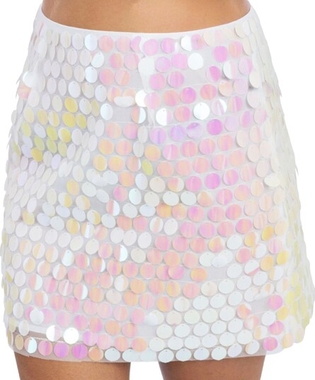 Chaks Skjørt med Paljetter Iridescent Hvit Medium C4740M