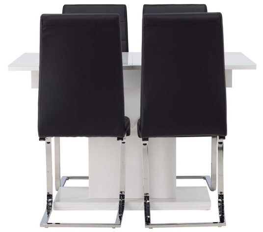 Venture Design Pluto & Tempo spisegruppe Svart/hvit 4 stoler & bord 120 x 90 cm