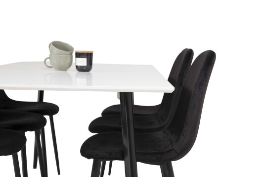 Venture Design Polar & Polar spisegruppe Hvit/svart 6 st stoler & bord 180 x 90 cm