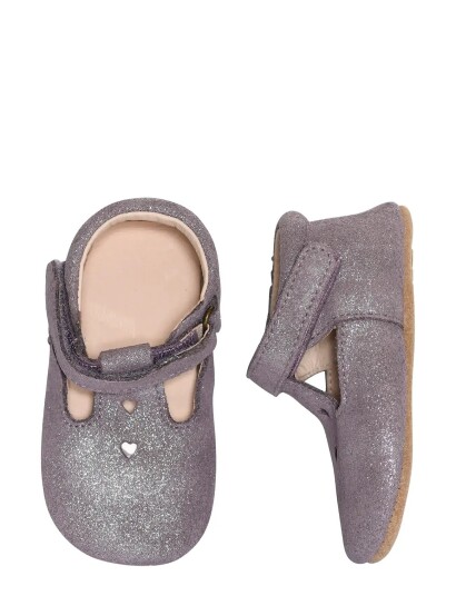 Melton Mary Jane Leather Slippers   Purple   20/21