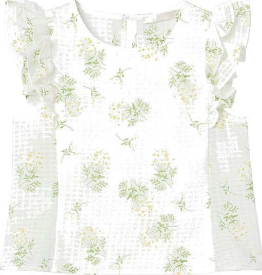 Ellos Collection Bluse med volangermer Natur