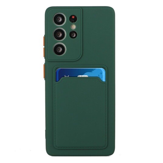 INCOVER Samsung Galaxy S23 Ultra Fleksibelt Plastdeksel med Kortholder - Grønn