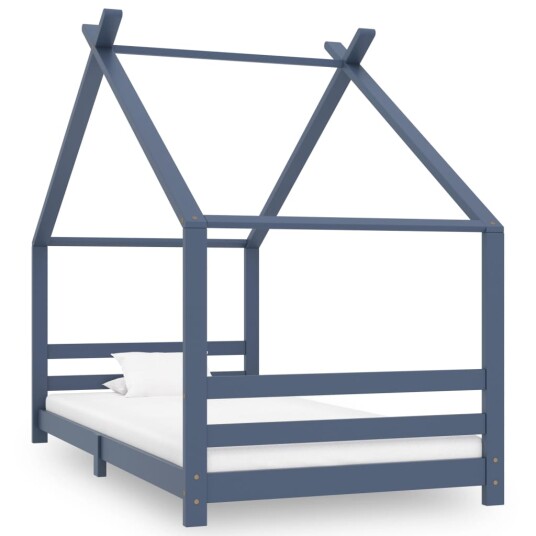 Sengeramme for barn heltre furu 90x200 cm - grå
