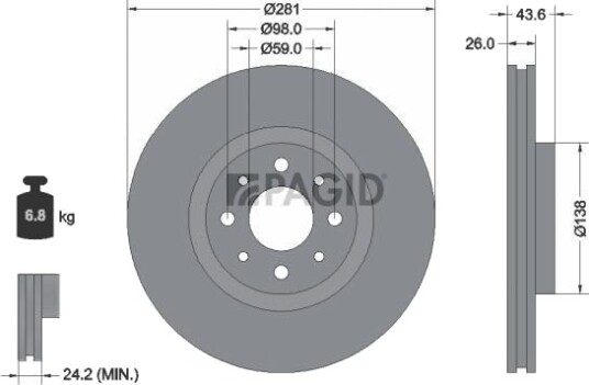 PAGID 50326NC Bremseskive PAGID 50326NC Bremseskive