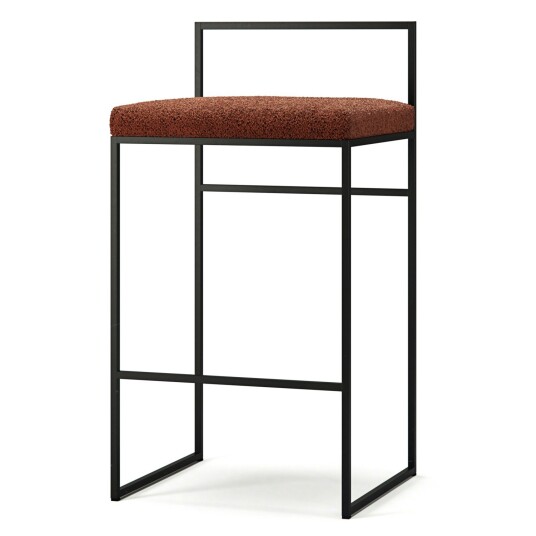 Department Barstol med Ryggstøtte 80 cm Sort / Rust Bouclé