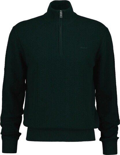 Gant Herringbone Texture Half Zip TARTAN GREEN XXL