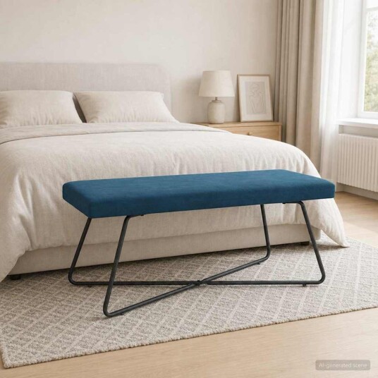 vidaXL benk Ensfarget Blå 110 x 40 x 45 cm Fløyel