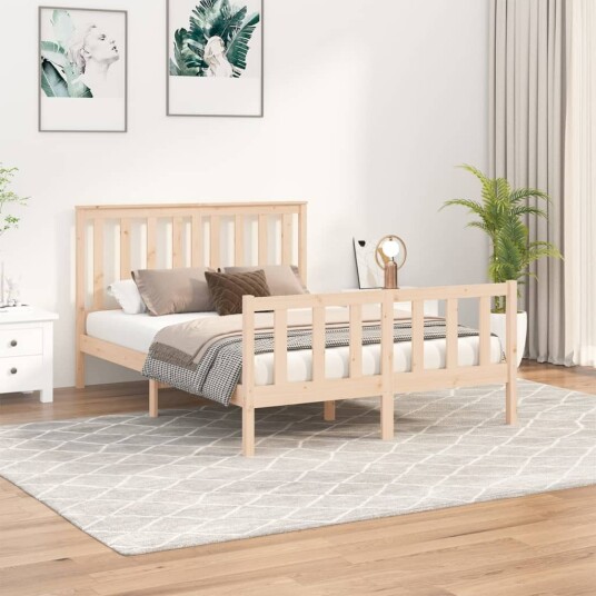 vidaXL Sengeramme med hodegavl 140x200 cm heltre furu