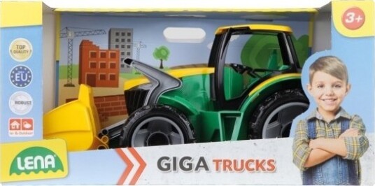 Lena Giga Trucks Tractor With Front Shovel Traktor Inne/Ute 3 År Blå Grønn Gult Lena Giga Trucks Tractor With Front Shovel Traktor Inne/Ute 3 År Blå Grønn Gult