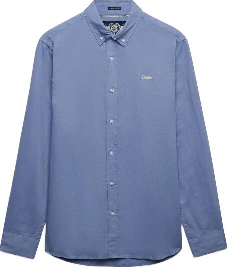 Superdry Cotton Linen Ls Shirt   MONTAUK BLUE   M