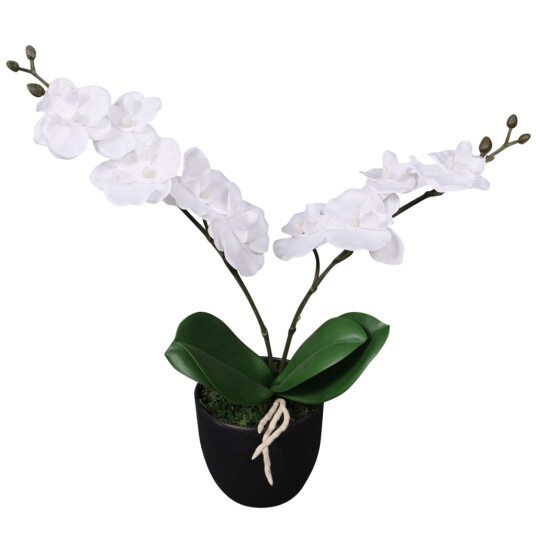 vidaXL Kunstig orkidè med potte 30 cm hvit vidaXL Kunstig orkidè med potte 30 cm hvit
