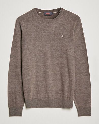 Morris Merino Crew Neck Pullover Light Brown Melange