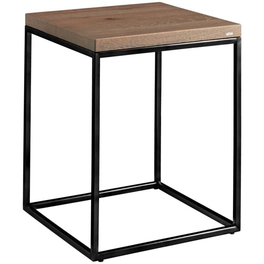 VEGA Sidebord Deven kvadratisk heltre; 40x40x50 cm LxBxH; Bordplate Eik antikk Ramme Svart; Kvadratisk VEGA Sidebord Deven kvadratisk heltre; 40x40x50 cm LxBxH; Bordplate Eik antikk Ramme Svart; Kvadratisk