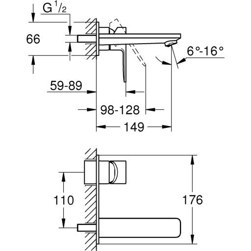 GROHE LINEARE 2-HULLS SERVANTBATTERI S SUPERSTEEL