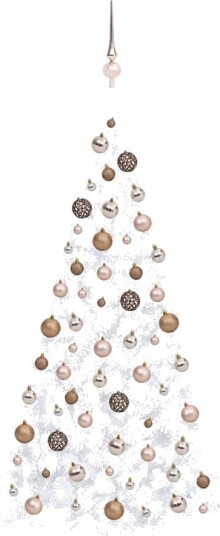 vidaXL Kunstig juletre halvt med LED og kuler 240 cm hvit vidaXL Kunstig juletre halvt med LED og kuler 240 cm hvit