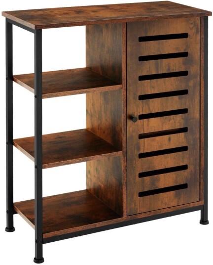 TecTake Skjenk 71x32x82cm - Industrielt mørkt tre, rustikt,Dørhengsel til høyre