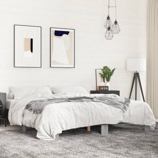 Sengeramme grå sonoma 200x200 cm konstruert tre og metall 8721102615160