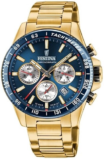 Festina Herreklokke F20634 2 Timeless Blå/Gulltonet stål Ø43.5 mm