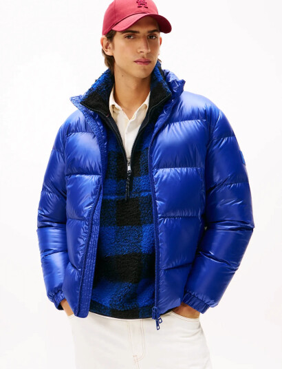 Tommy Hilfiger Shiny Down Stand Puffer - Blue - S
