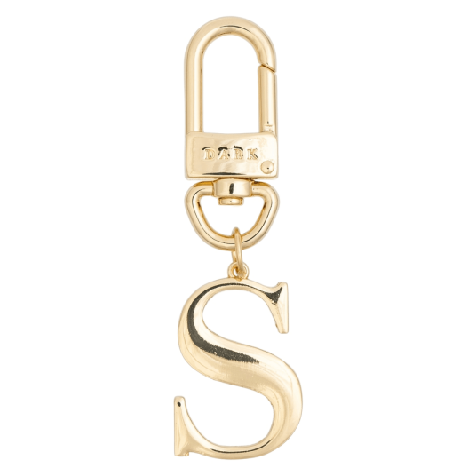 Dark Metal Letter Bag Charm Letter S Gold