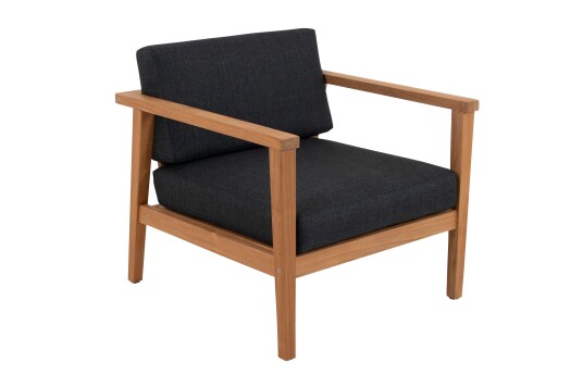 Sunzo Seaford fåtölj Teak med grå dynor Teak med grå dynor Svart Sunzo Seaford fåtölj Teak med grå dynor Teak med grå dynor Svart
