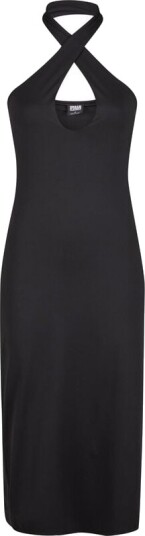 Urban Classics Middellang kjole Crossed Neckholder Kjole for Kvinner M til XL Damer svart