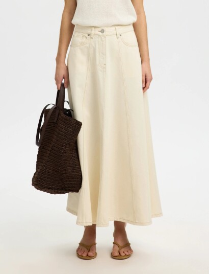 Selected Slftenna Hw Long Denim Skirt Cream 34 Selected Slftenna Hw Long Denim Skirt Cream 34