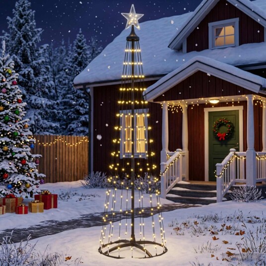 vidaXL LED-juletre 180 cm 250 LED-lys Varmhvit Stål Hvit