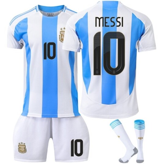 Fotballdrakt 2024 Copa America Argentina Fotballdrakt 10 Messi 11 Di Maria Voksen Barn Drakt Hjem 10 Med Sokker - Perfekt Hjem 10 Med Sokker Home 10 with socks 26