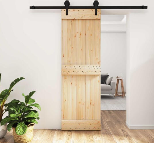 vidaXL Skyvedør Naturlig og svart 70 x 210 cm Massiv Furu Tre